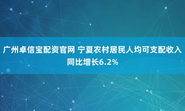 广州卓信宝配资官网 宁夏农村居民人均可支配收入同比增长6.2%